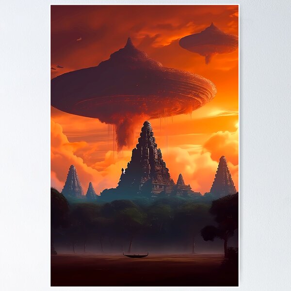 Item preview, UFOs Over Angkor Wat designed and sold by ThePrintiverse.