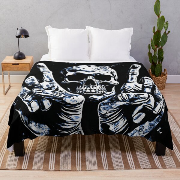 Item preview, Skull and hands rock symbol illustration designed and sold by umfhn.