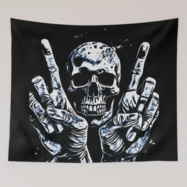 Item preview, Skull and hands rock symbol illustration designed and sold by umfhn.
