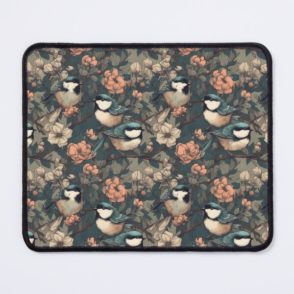 Item preview, Vintage Floral Pattern of Chickadee Birds  designed and sold by OurWilds.