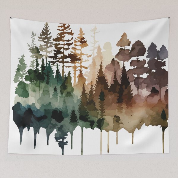 Item preview, A Dark Forest in Drippy paint - Watercolor Trees and Leaves designed and sold by GVRDesign.