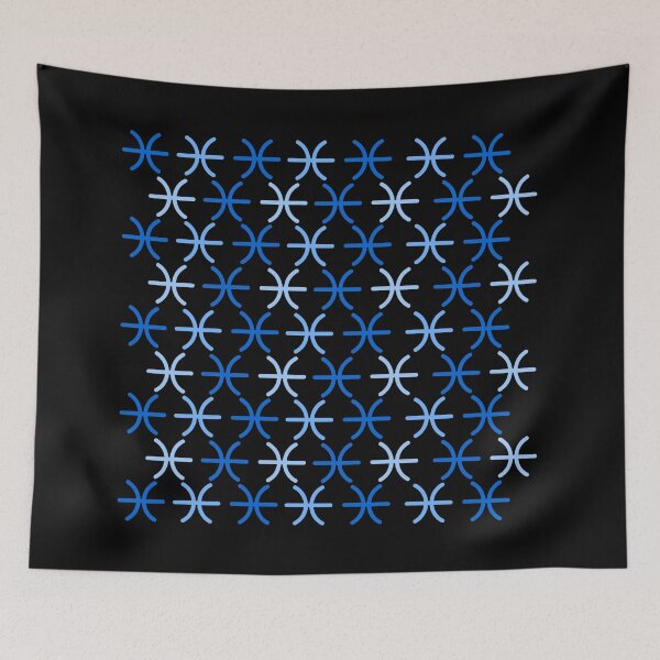 Item preview,  Pisces man blue sign, astrology zodiac symbol black background designed and sold by Stéphane  Thirion.
