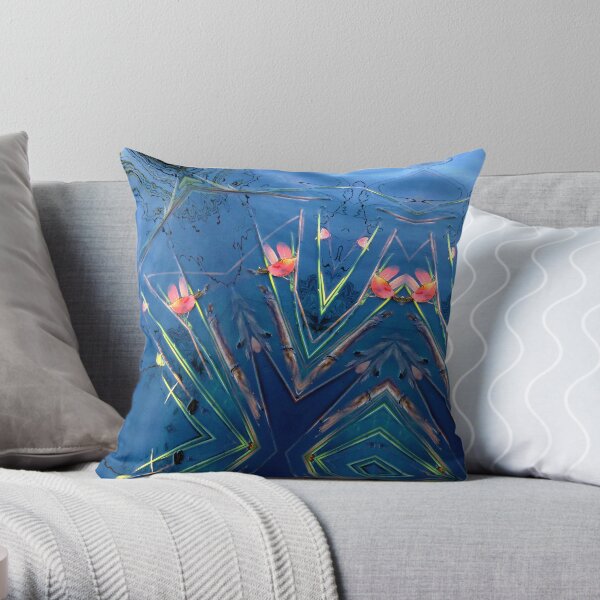 Pond with red leaves Throw Pillow