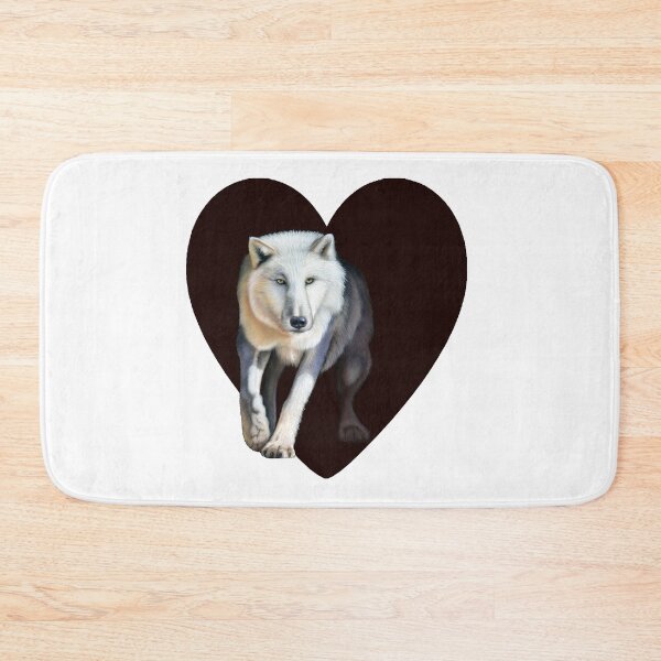 Item preview, White wolf emerging from the darkness - dry pastel version, dark brown heart background designed and sold by SylvieG18.