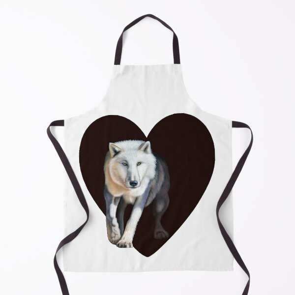 Item preview, White wolf emerging from the darkness - dry pastel version, dark brown heart background designed and sold by SylvieG18.