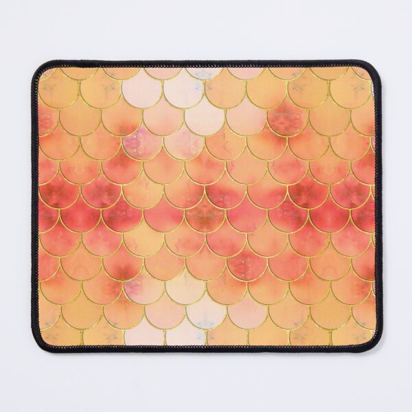 Item preview, Orange & Coral Gold Mermaid Scale Pattern designed and sold by tanyadraws.