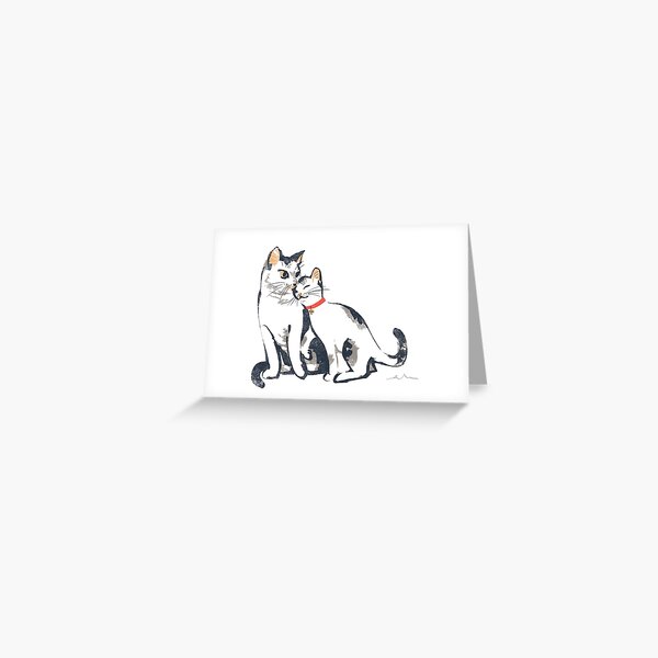Cuddling cats, mother and baby Greeting Card