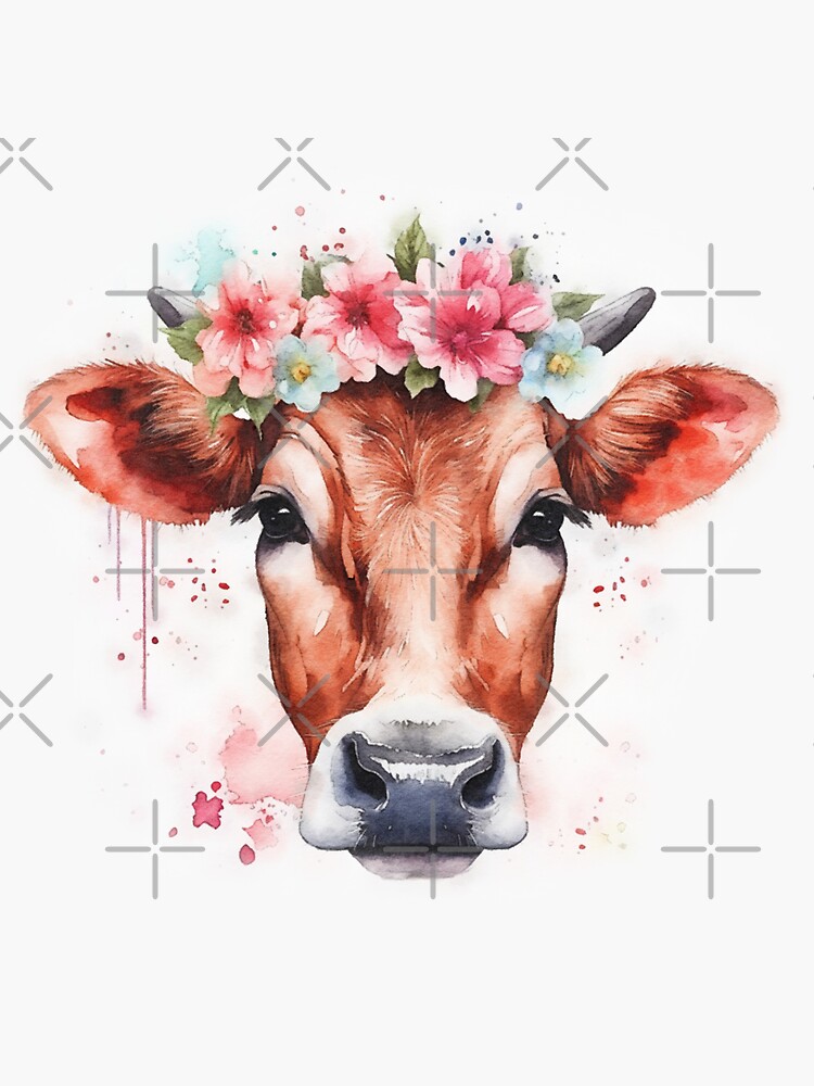 cute cow print flower Sticker for Sale by adequatedesigns