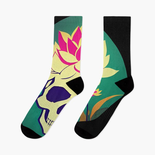 Item preview, Lotus Skull - flower skull - yoga skull lotus blossom - green/pink designed and sold by McCallnWaldo.