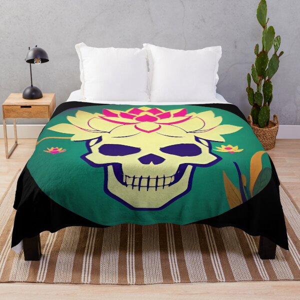 Item preview, Lotus Skull - flower skull - yoga skull lotus blossom - green/pink designed and sold by McCallnWaldo.
