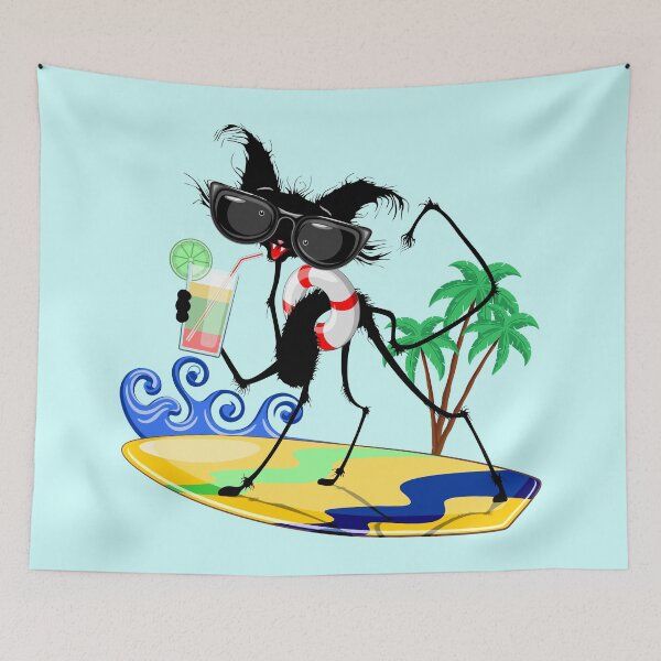 Item preview, Cat Funny and Silly Character Summer Fun surfing on waves  designed and sold by BluedarkArt.