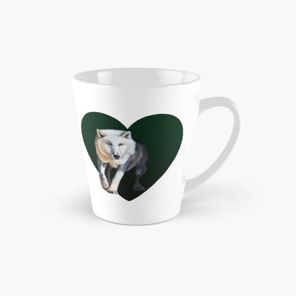 Item preview, White wolf emerging from the darkness - dry pastel version, dark green heart background designed and sold by SylvieG18.