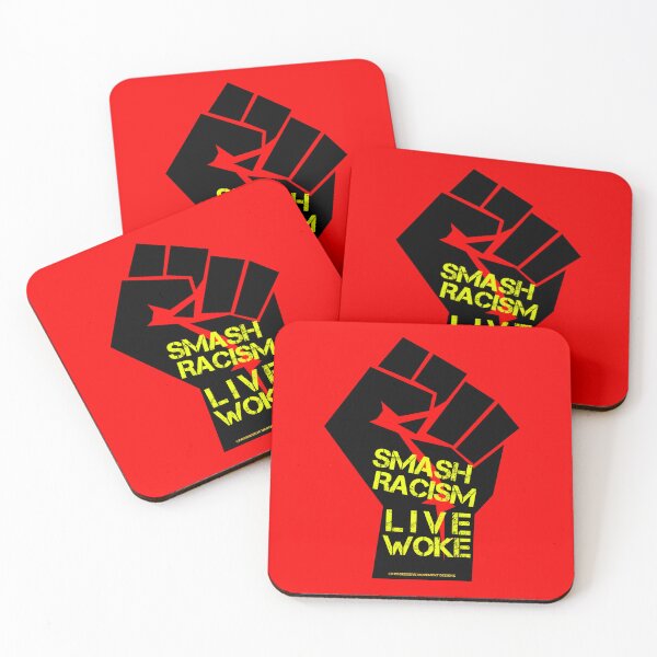 Aperçu de l'œuvre PMD00807 Progressive Movement Designs Live Woke Smash Racism Le design du poing de protestation noir montre que vous êtes éveillé et que vous soutenez les objectifs progressistes des démocrates, des indépendants et des partisans de Bernie Sanders créée et vendue par ProgressiveLeft.