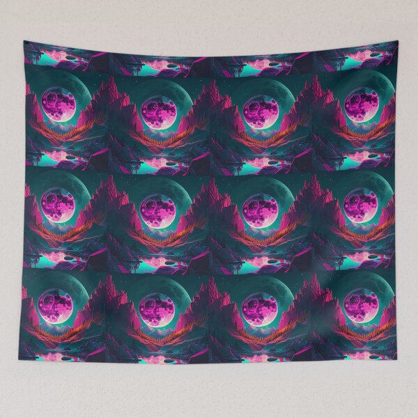 Item preview, Moonlit Mountain Explosion: Psychedelic Cyberpunk Design designed and sold by Krystmiks.