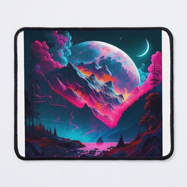 Item preview, Moonlit Mountain Explosion: Psychedelic Cyberpunk Design designed and sold by Krystmiks.