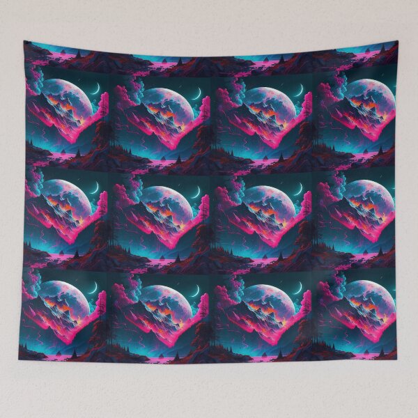 Item preview, Moonlit Mountain Explosion: Psychedelic Cyberpunk Design designed and sold by Krystmiks.