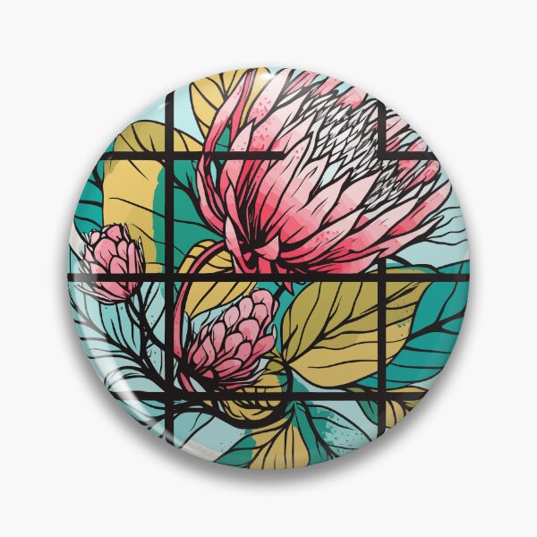 Item preview, Bold Black and White Proteas in Colorful Cartoon Style Grid designed and sold by TopArtsy.