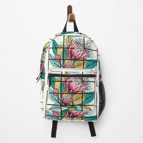 Item preview, Bold Black and White Proteas in Colorful Cartoon Style Grid designed and sold by TopArtsy.