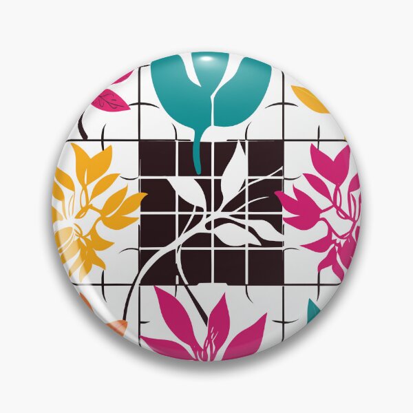 Item preview, Symmetrical Grid of Colored Leaves and Flowers designed and sold by TopArtsy.