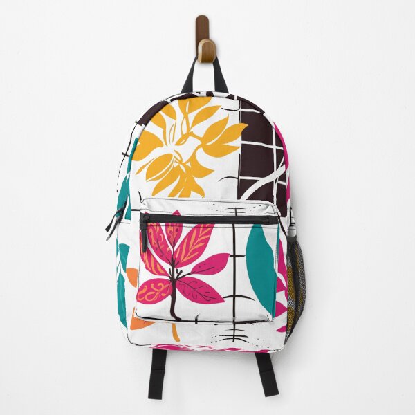 Item preview, Symmetrical Grid of Colored Leaves and Flowers designed and sold by TopArtsy.