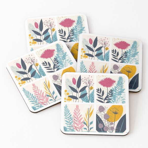 Item preview, Expressive Floral Squares: A Modernist Fusion of Nature and Metropolis designed and sold by TopArtsy.
