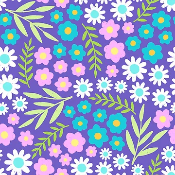 Artwork thumbnail, Purple Spring Flower Pattern by AlwaysBeColoring
