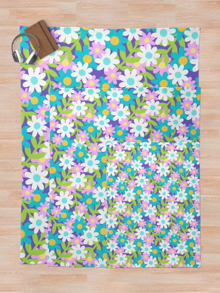 Thumbnail 5 of 6, Throw Blanket, Spring Flower Pattern designed and sold by AlwaysBeColoring.