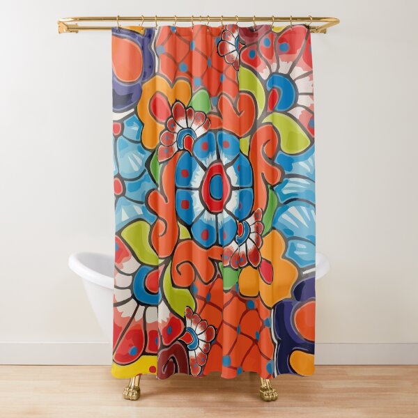 Vista previa del artículo con la obra «Azulejo naranja maximalista flores mexicanas azulejos de talavera», diseñado y vendido por T-Mex.