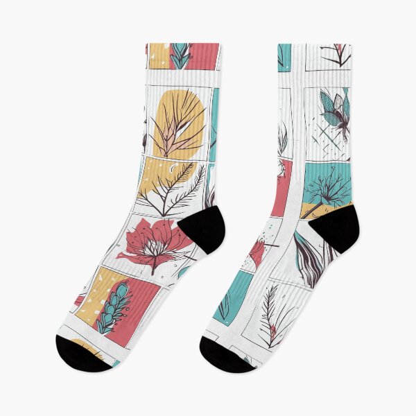 Aperçu de l'œuvre Grille moderniste de fleurs et de feuilles dessinées à la main : une ode Naturecore créée et vendue par TopArtsy.