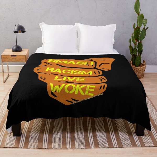 Item preview, PMD00810 Progressive Movement Designs Live Woke Smash Racism brown protest fist design shows you are woke and support progressive goals for Democrats Independents and Bernie Sanders supporters designed and sold by ProgressiveLeft.