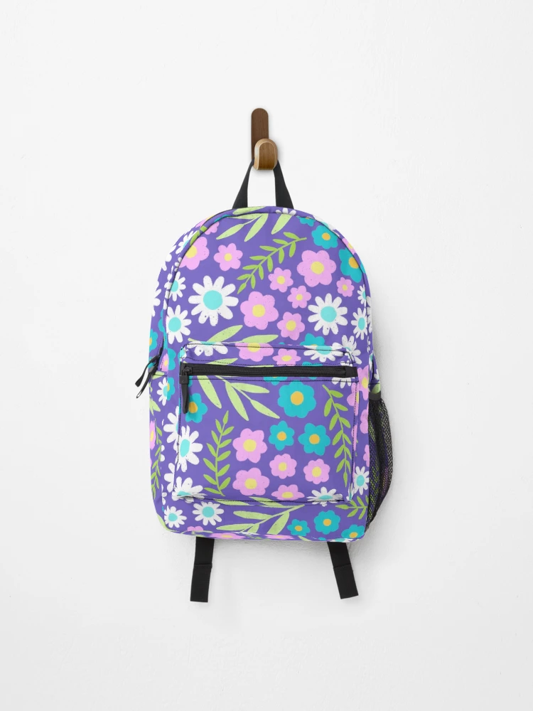 Thumbnail 1 of 3, Backpack, Purple Spring Flower Pattern designed and sold by AlwaysBeColoring.