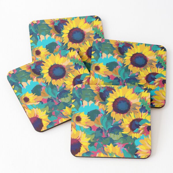 Item preview, Organic Sunflowers: Vibrant Cyan & Yellow designed and sold by TopArtsy.