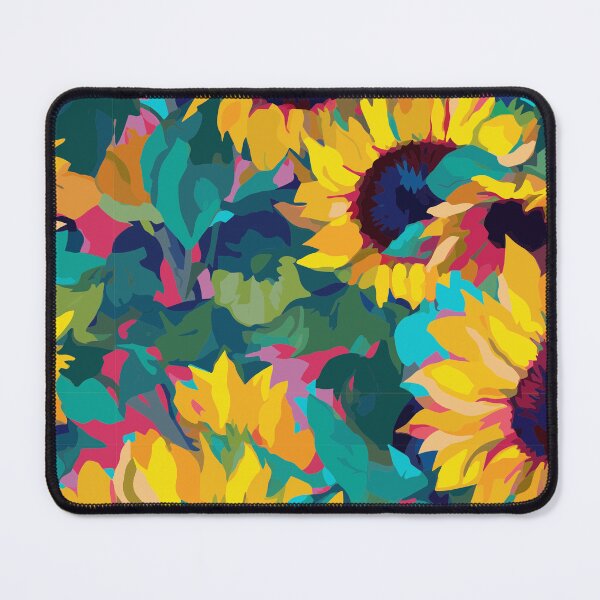 Item preview, Organic Sunflowers: Vibrant Cyan & Yellow designed and sold by TopArtsy.
