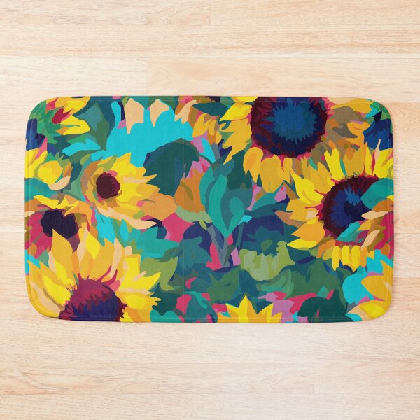 Item preview, Organic Sunflowers: Vibrant Cyan & Yellow designed and sold by TopArtsy.