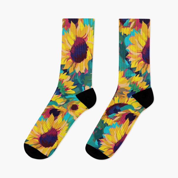 Item preview, Organic Sunflowers: Vibrant Cyan & Yellow designed and sold by TopArtsy.
