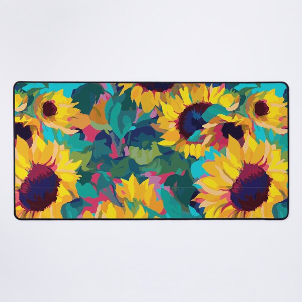 Item preview, Organic Sunflowers: Vibrant Cyan & Yellow designed and sold by TopArtsy.