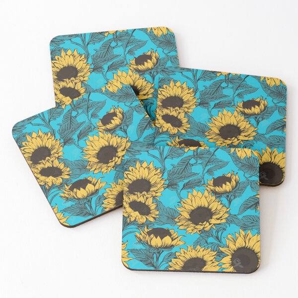Item preview, Vintage Comic Sunflowers: Bronze & Turquoise designed and sold by TopArtsy.