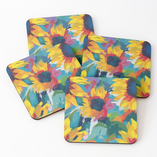 Item preview, Vivid Abstract Sunflowers: Red & Blue designed and sold by TopArtsy.