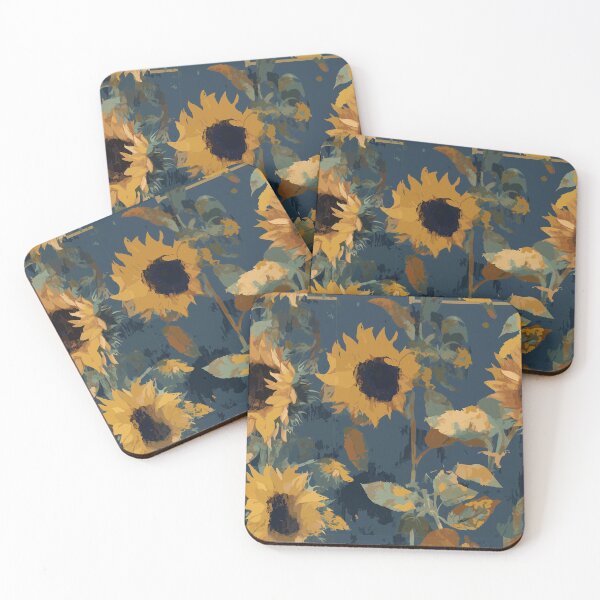 Item preview, Expressive Sunflowers: Teal & Beige designed and sold by TopArtsy.
