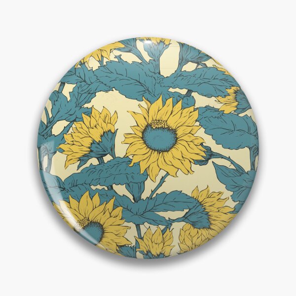 Item preview, Vintage Sunflowers: Turquoise Strokes designed and sold by TopArtsy.