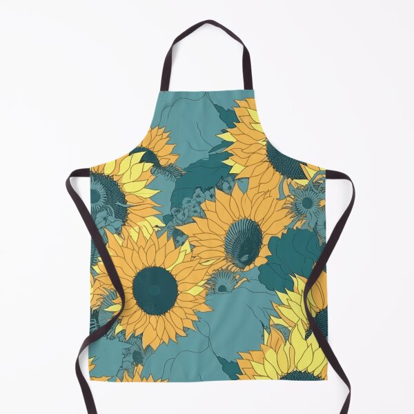 Item preview, Nostalgic Sunflower Pattern: Yellow & Teal designed and sold by TopArtsy.