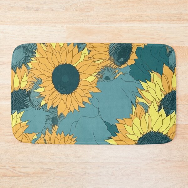 Item preview, Nostalgic Sunflower Pattern: Yellow & Teal designed and sold by TopArtsy.