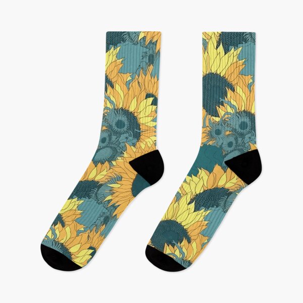 Item preview, Nostalgic Sunflower Pattern: Yellow & Teal designed and sold by TopArtsy.