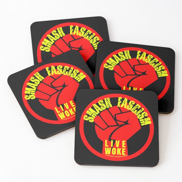 Item preview, PMD00812 Progressive Movement Designs Live Woke Smash Fascism protest fist design shows you are woke and antifascist for ANTIFA Democrats Independents and Bernie Sanders supporters designed and sold by ProgressiveLeft.