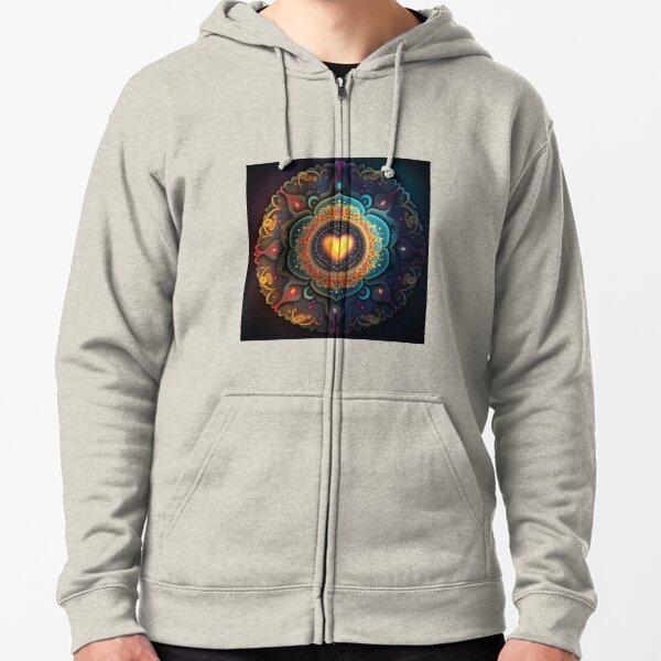 The Headspace - Cameron Gray - Black and Silver Flower of Life Zip Up Hoodie