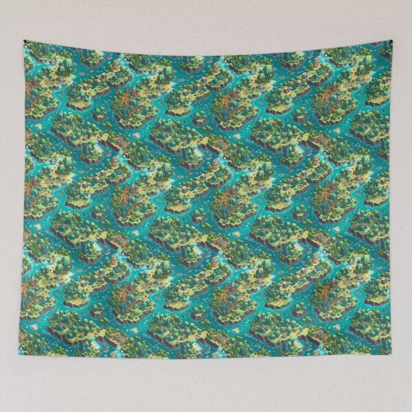 Item preview, Tropical isometric archipelago tiling pattern designed and sold by paulstamp.