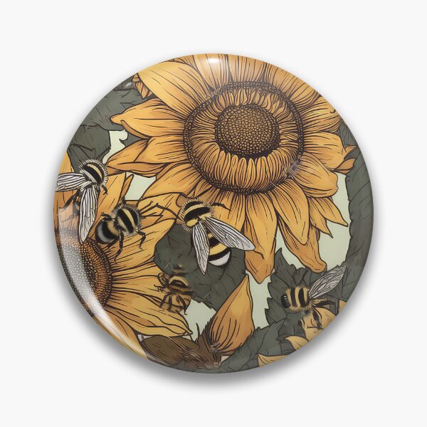 Item preview, Bee on a sunflower sketch designed and sold by Pixel  Playground.
