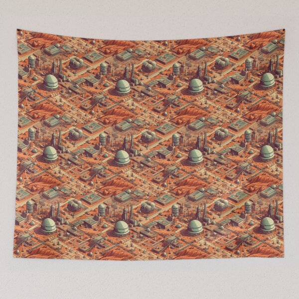 Item preview, Isometric space adventure Mars base tiling pattern designed and sold by paulstamp.