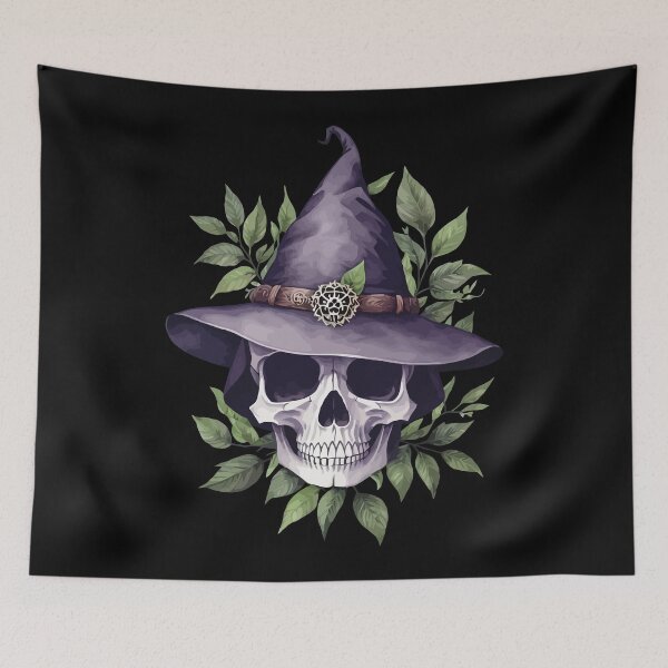 Item preview, Wildcraft Witchery | Witch Skull | Witch Hat | Darkly Enchanting Skull and Herb | Earthy Skull with Leaves designed and sold by Eh Plus Designs.