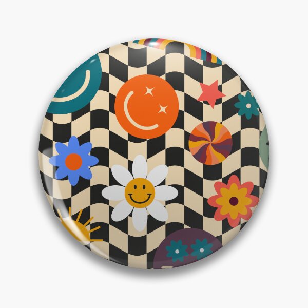 Item preview, Vintage Retro Pattern with Smiling Faces and Flowers  designed and sold by silviaol.